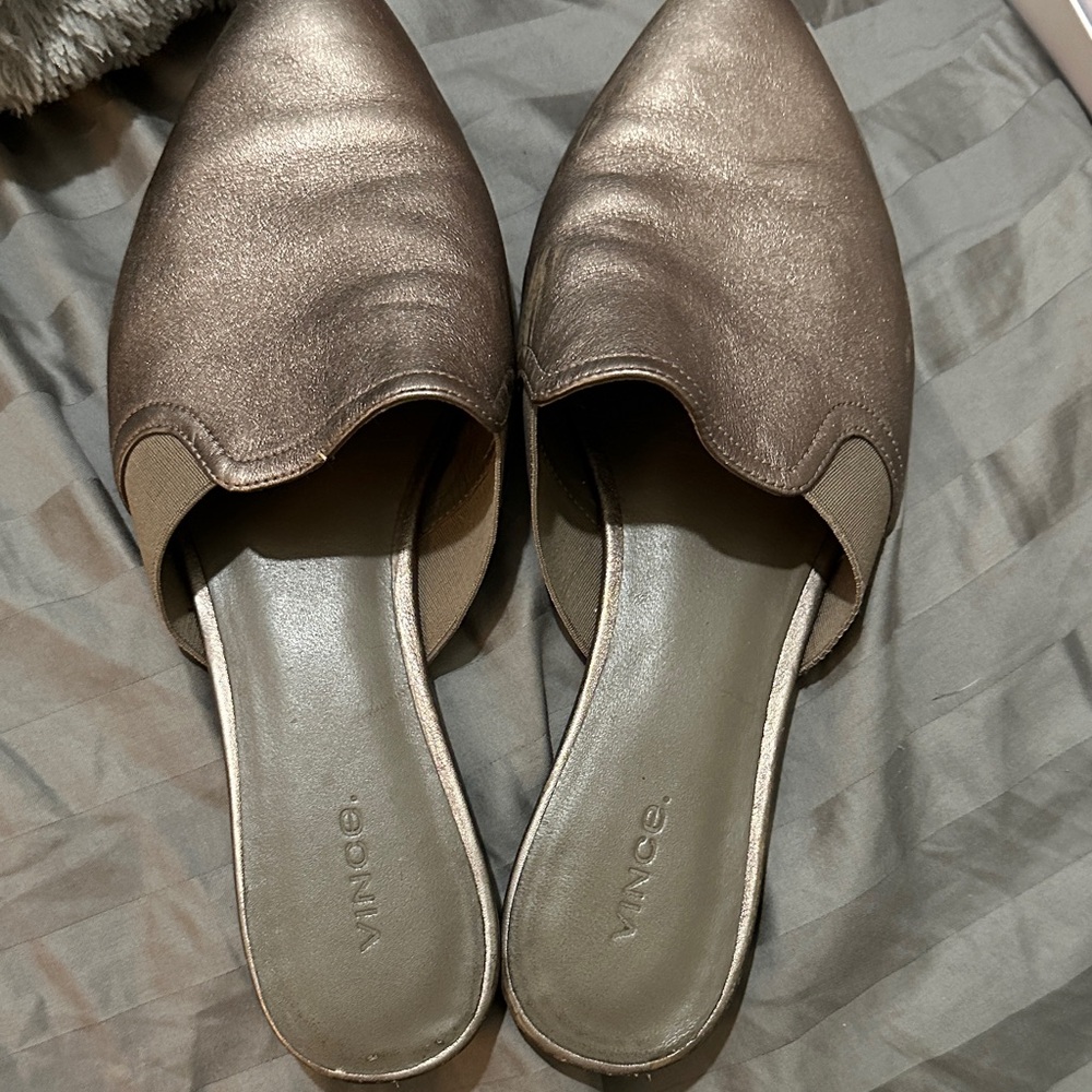 Vince Women's Shimmering Metallic Mules